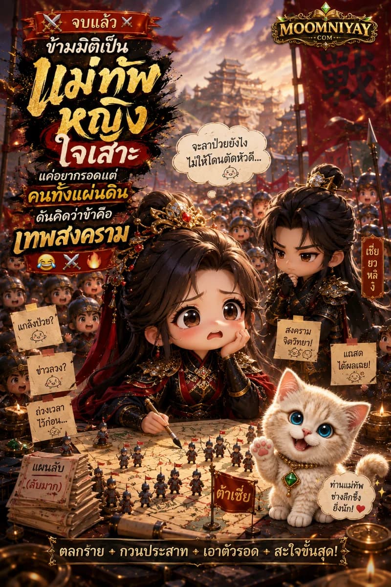 【⚔️ จบแล้ว】ข้ามมิติเป็นแม่ทัพหญิงใจเสาะ แค่อยากรอดแต่คนทั้งแผ่นดินดันคิดว่าข้าคือเทพสงคราม - นิยายจีนโบราณ ข้ามมิติ สงคราม การเมือง ตลกร้าย Face-Slapping 😂⚔️🔥